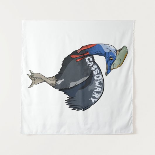 cassowary colored woth text タペストリー (正面(横))