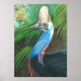 Cassowary Hand Painted Original Art Poster. ポスター