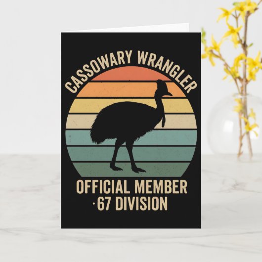 Cassowary Keeper funny Retro bird lover カード (黄色い花)