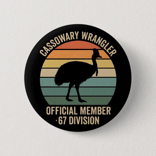 Cassowary Keeper funny Retro bird lover 缶バッジ (正面)