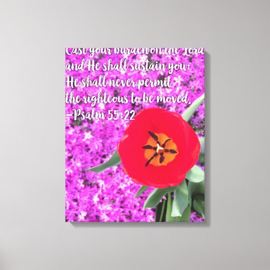 Cast Your Burden Bible Verse Art Flower Christian キャンバスプリント (正面)