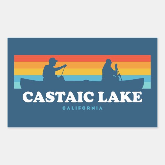 Castaic Lake California Canoe 長方形シール (正面)