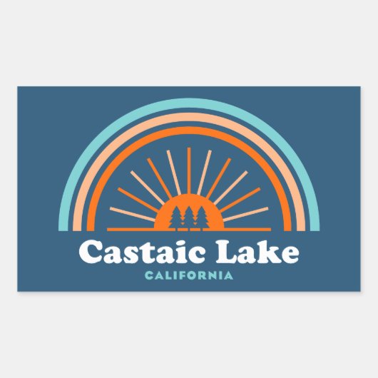 Castaic Lake California Rainbow 長方形シール (正面)