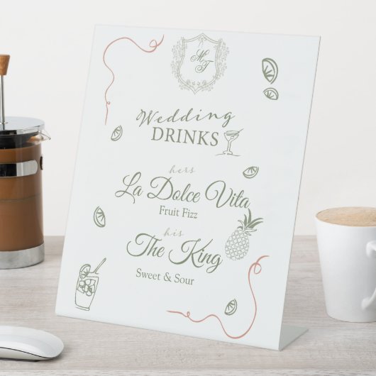 Caste Wedding Monogram Drinks Menu 台座サイン (インサイチュ)