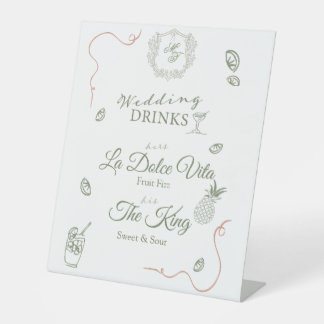 Caste Wedding Monogram Drinks Menu 台座サイン