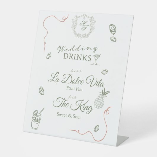 Caste Wedding Monogram Drinks Menu 台座サイン (正面)
