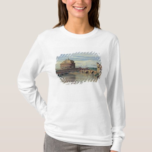 Castel Santアンジェロおよび川タイバー、ローマ Tシャツ (正面)