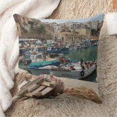 Castellammare del Golfoの港の漁船 クッション (ブランケット)