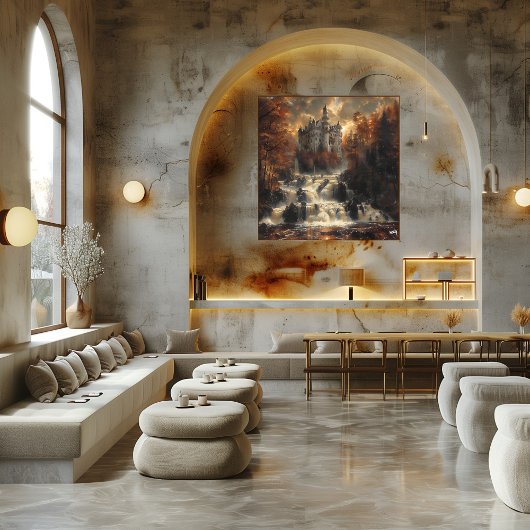 Castillo en Cascada: Impresionista y Realista ポスター