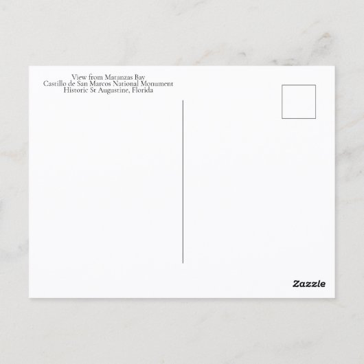 Castilo de San Marcos St Augustine FL写真 ポストカード (裏面)