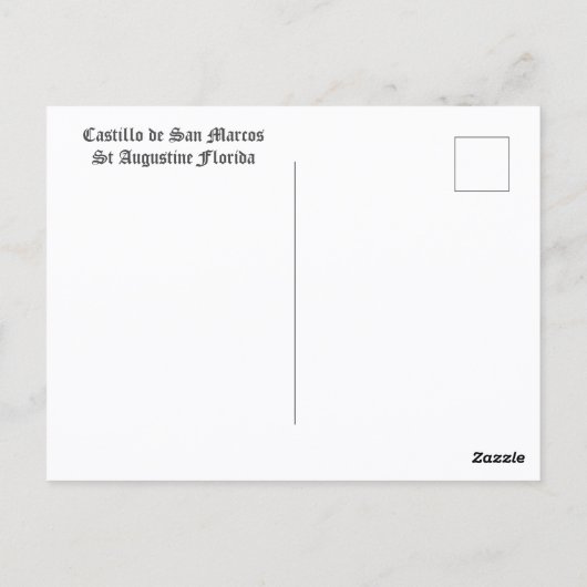 Castilo de San Marcos St Augustine FL写真 ポストカード (裏面)