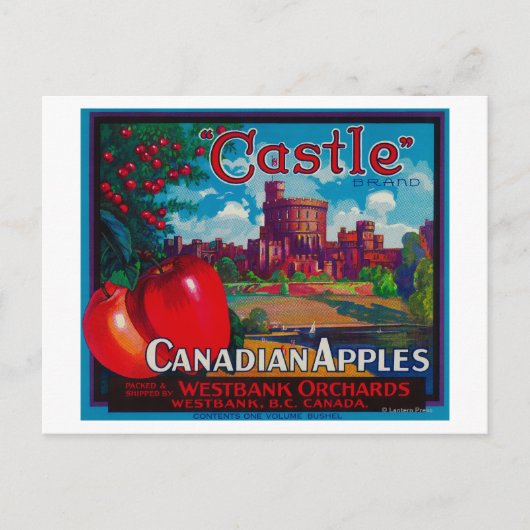 Castle Apple Label – ウェストバンクB.C.カナダ ポストカード (正面)