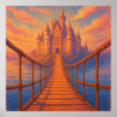 Castle Bridge - Pastel Painting Style Fantasy Art ポスター (正面)