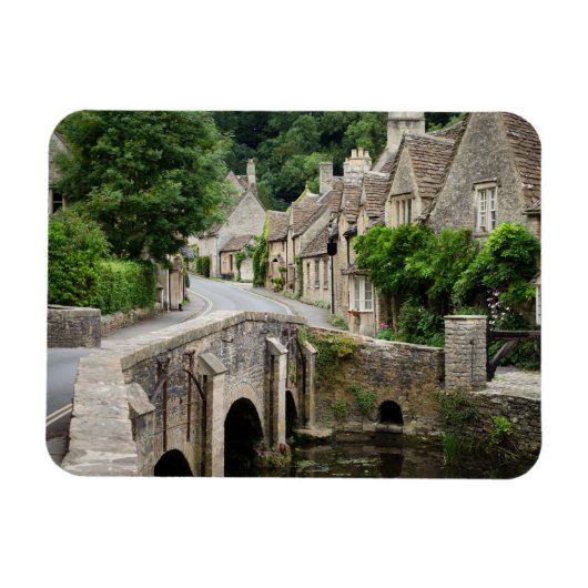 Castle Combe，イギリスの長方形マグネットのブリッジ マグネット (横)