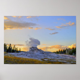 Castle Geyser at Sunset, Yellowstone National Park ポスター