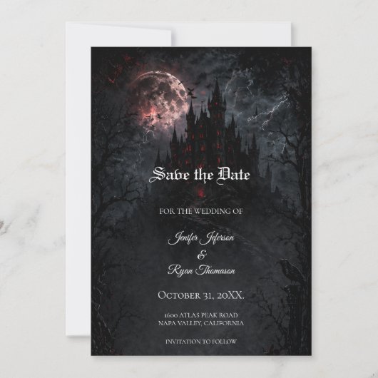 Castle Gothic wedding save the date invitation 案内状 (正面)