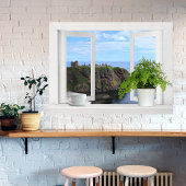 Castle in Scotland -- Open Window View of Coast ポスター