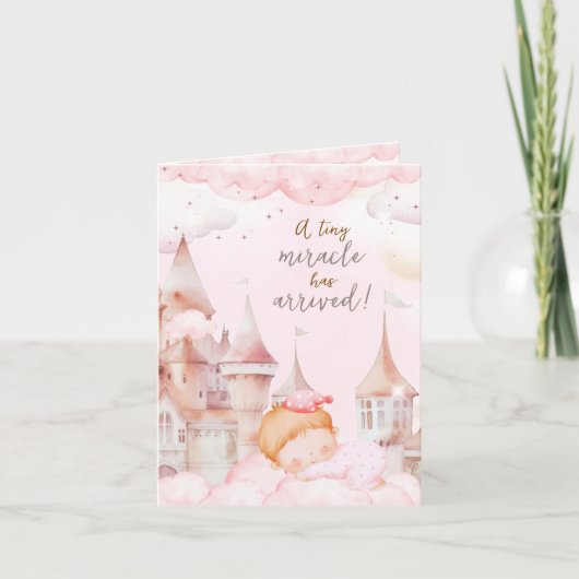 Castle In The Sky Girl Birth Announcement Card 案内状 (正面)