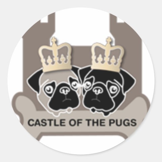 castle of the pugs sticker doorzichtig ラウンドシール (正面)