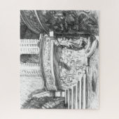 Castle pencilart  Monochrome ジグソーパズル (縦)