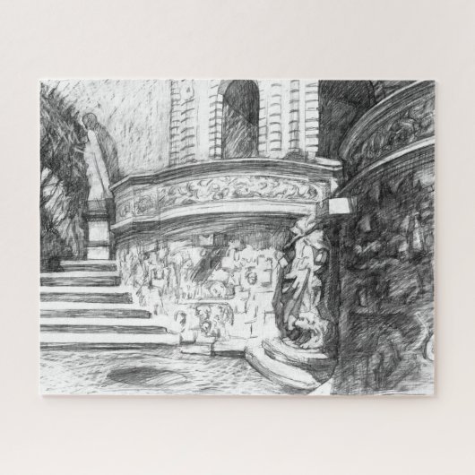 Castle pencilart  Monochrome ジグソーパズル (横)