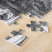 Castle pencilart  Monochrome Black & White ジグソーパズル (側面)