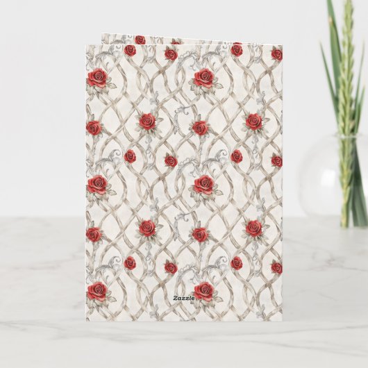 Castle Red Royal Romantic Roses Horse カード (裏面)