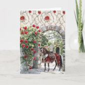 Castle Red Royal Romantic Roses Horse カード (正面)