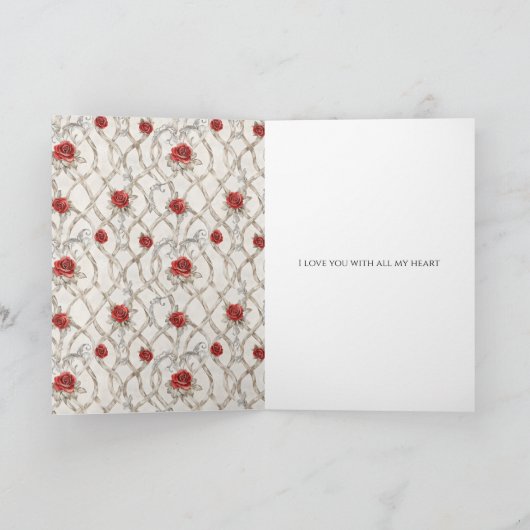 Castle Red Royal Romantic Roses Horse カード (内部)