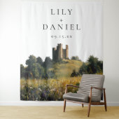 Castle Wildflowers Wedding Photo Backdrop タペストリー (インサイチュ)