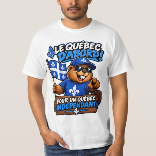 Castor Québécois – Québec Indépendant – Humour Pol Tシャツ (正面)