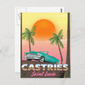 Castries Saint Luciaエキゾチック熱帯旅行ポスター ポストカード (正面/裏面)