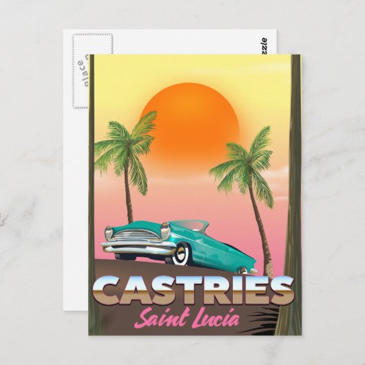 Castries Saint Luciaエキゾチック熱帯旅行ポスター ポストカード (正面/裏面)