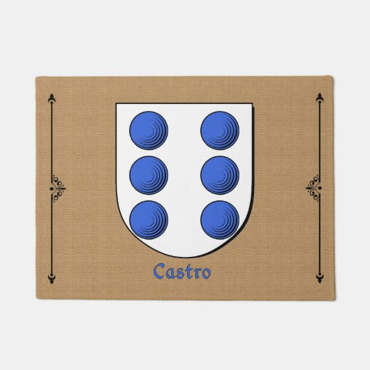 Castro Historical Shield on Burlap Pattern ドアマット (正面)