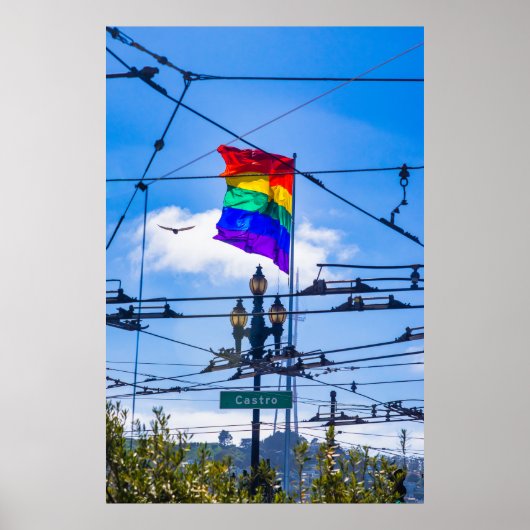 Castro Street Rainbow Flag San Francisco – LGBTQ+ ポスター (正面)