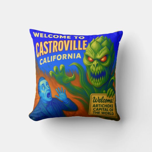 CASTROVILLE, CALIFORNIA 16X16 INCH THROW PILLOW. クッション (正面)