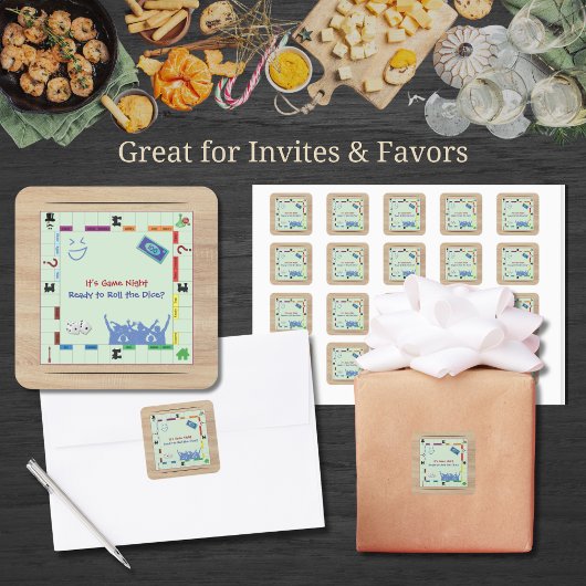 Casual and Fun Board Game Night Square Sticker スクエアシール