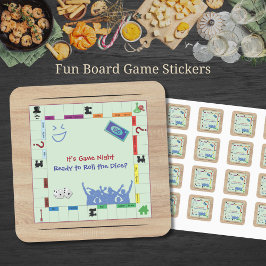 Casual and Fun Board Game Night Square Sticker スクエアシール