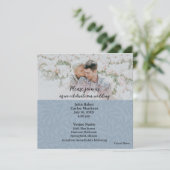 Casual Blue Photo QR Code Wedding Invitation 招待状 (スタンド正面)