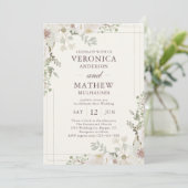 Casual Cream Spring Floral Wedding Invitations 招待状 (スタンド正面)
