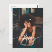 Casual Merry Script Photo Holiday Modern ポストカード (正面/裏面)