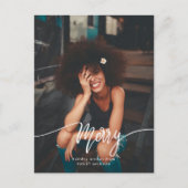 Casual Merry Script Photo Holiday Modern ポストカード (正面)