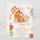Casual Pizza Brews & Diapers Too Baby Shower 招待状 (正面)
