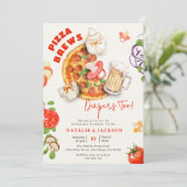 Casual Pizza Brews & Diapers Too Baby Shower 招待状 (スタンド正面)