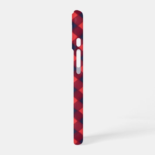 Casual Plaid Red & Navy Phone Case iPhone 16ケース (左側面)