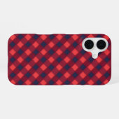 Casual Plaid Red & Navy Phone Case iPhone 16ケース (裏面横)
