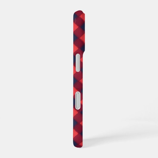 Casual Plaid Red & Navy Phone Case iPhone 16ケース (右側面)
