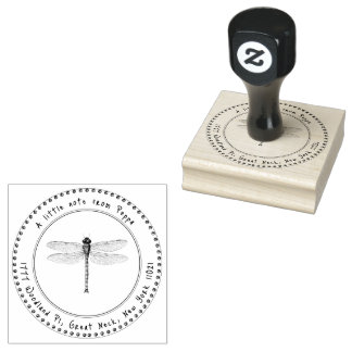 Casual Return Address Stamp with Damselfly Nature ラバースタンプ