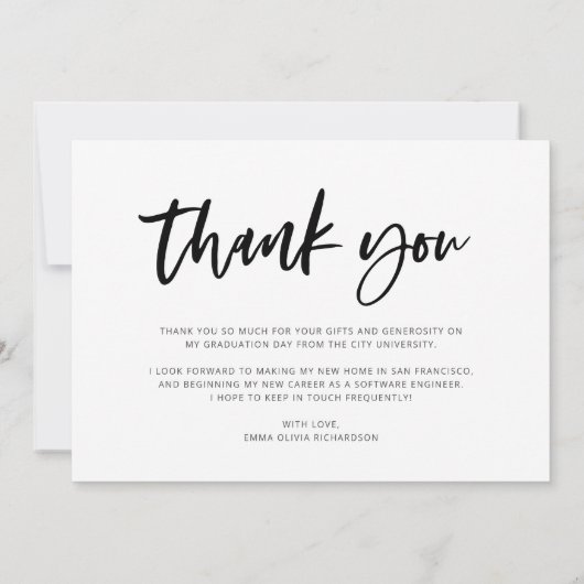 Casual Script and Graduation Photo サンキューカード (裏面)