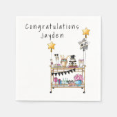 Casual Script Bar Cart Graduation Napkins スタンダードカクテルナプキン (正面)